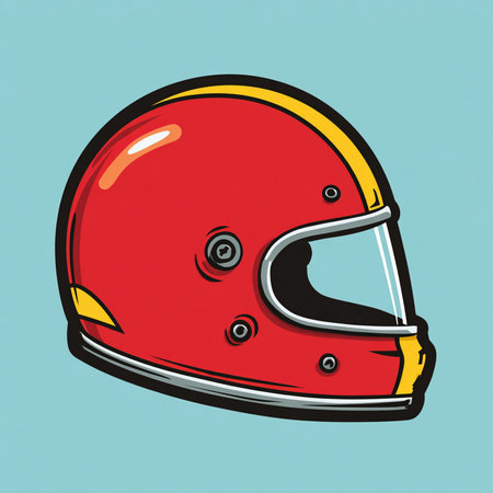 Red helmet on a blue background. Vector illustration of a helmet.の素材