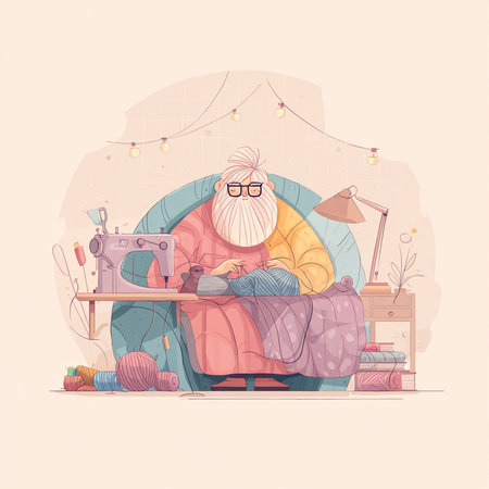 Fashion designer working at home. Vector illustration in cartoon style.の素材