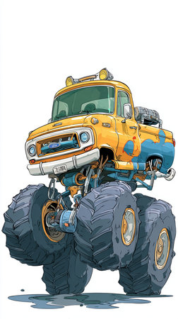 Vector illustration of an off-road vehicle on a white background.の素材