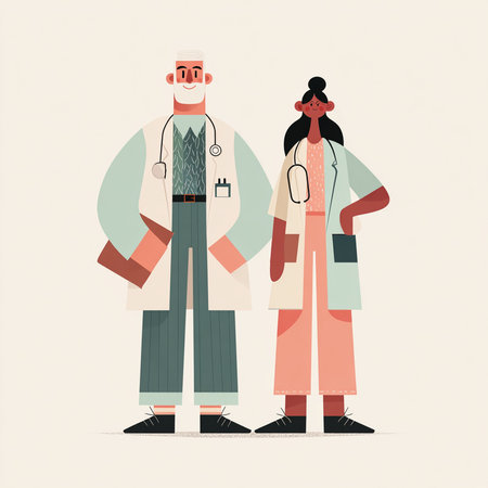 Vector illustration of a doctor and a nurse. Doctor and nurse.の素材