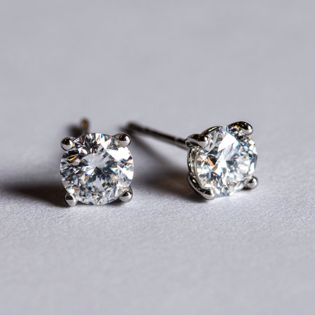 jewelry diamond earrings on a white background close-upの素材