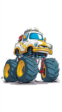 Cartoon monster truck. Vector illustration of an off-road vehicle.の素材