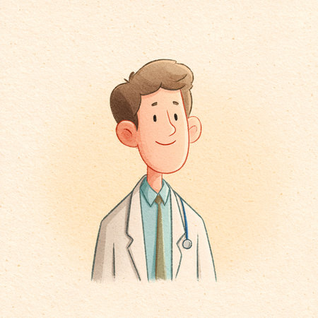 Doctor in a white coat and stethoscope. Vector illustration.の素材