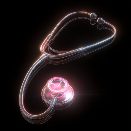 Stethoscope on a black background. 3d rendering. Computer digital drawing.の素材