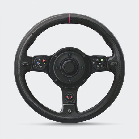 Steering wheel isolated on a white background. 3d rendering.の素材