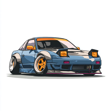 Sketch of a sports car on a white background. Vector illustrationの素材