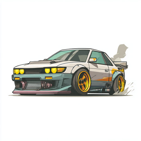 Retro car on a white background. Vector illustration, EPS 10の素材