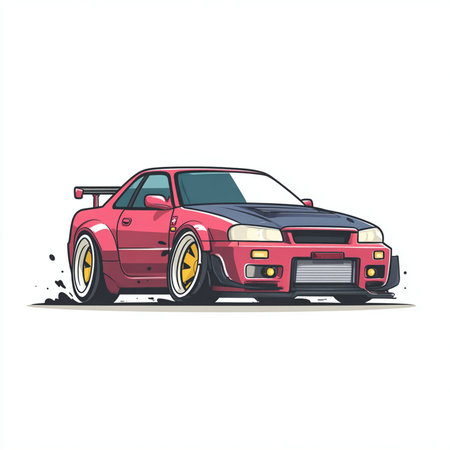 Sports car. Vector illustration. Isolated on a white background.の素材