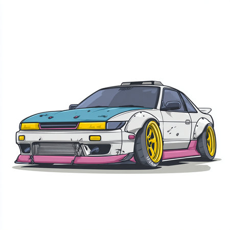 Vector illustration of a sport car on a white background. Side view.の素材