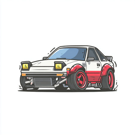 Sketch of a sports car on a white background. Vector illustrationの素材