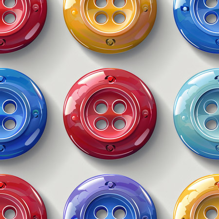 Seamless pattern with colorful buttons. Realistic vector illustration.の素材