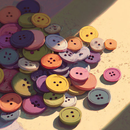 Sewing buttons. Vintage style toned picture. Retro tonedの素材