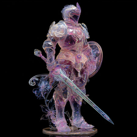 3d illustration of a fantasy warrior with a sword in his handの素材