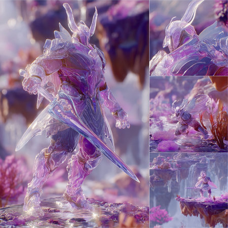 3D Illustration of a Fantasy Female Unicorn in Water, Fantasy Animalの素材