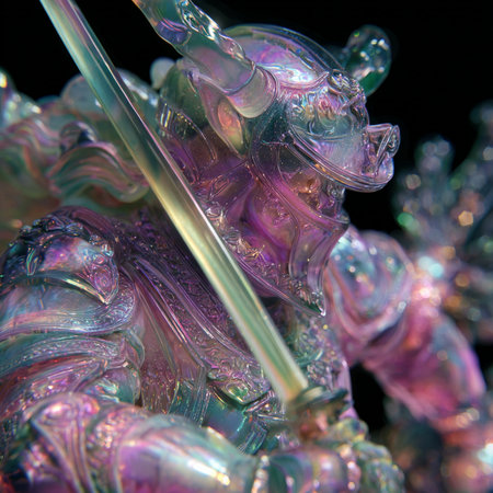 Fractal 3D Illustration of a Unicorn Head with Glassの素材