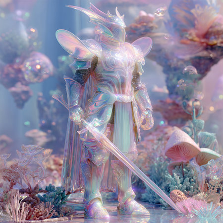 3D Illustration of a Fantasy Fairy Tale Princess with a Swordの素材