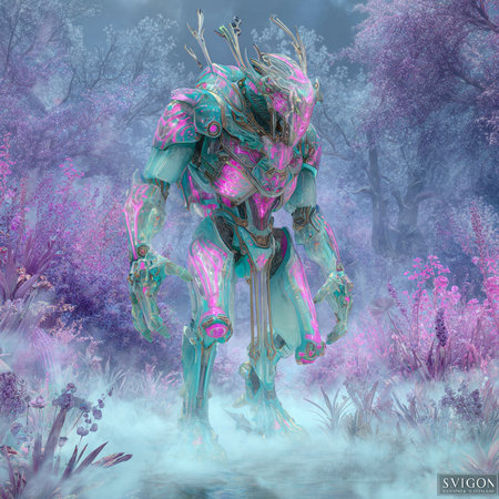 3D rendering of a fantasy alien in the forest. Fantasy illustration.の素材