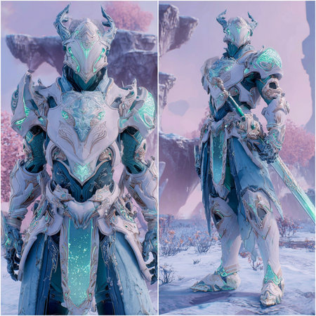 3D Illustration of a Fantasy Figure in a Blue and White Costumeの素材