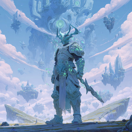 3d rendering of a fantasy landscape with a dragon and a dragonの素材