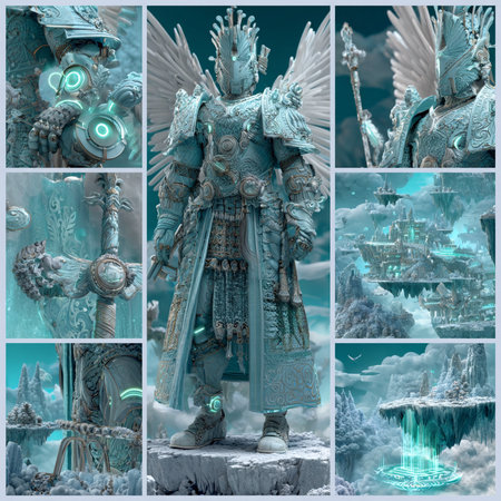 3D rendering of a fantasy creature in a fantasy space environment.の素材