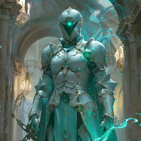 Sculpture, fantasy, fairy tale and fairy tale concept - Fantasy medieval knight in armor.の素材