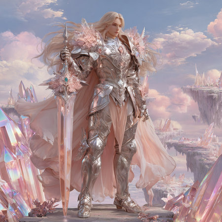 3D illustration of a fantasy alien woman in silver armor and maskの素材