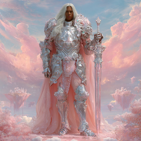 3D Illustration of a Fantasy Figure in a Fantasy Landscapeの素材