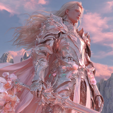 3D Illustration of a Fantasy Woman in the sky with cloudsの素材