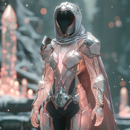 3D rendering of a female cyborg in a futuristic space suitの素材