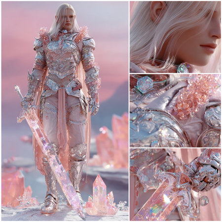 Collage of photos of a woman in a fantasy dress with crystalsの素材