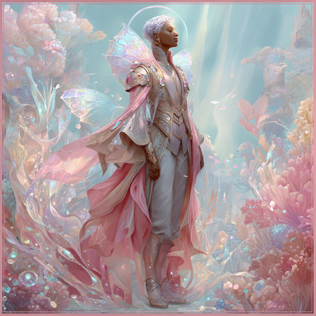 Fantasy illustration of a fairy in the sea. 3d renderingの素材