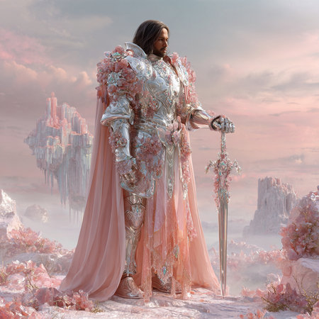 3D Illustration of a Fantasy Fairy Tale Princess in a Fantasy Landscapeの素材