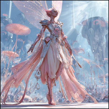 Fantasy scene with a fairy tale princess, 3d digitally rendered illustrationの素材