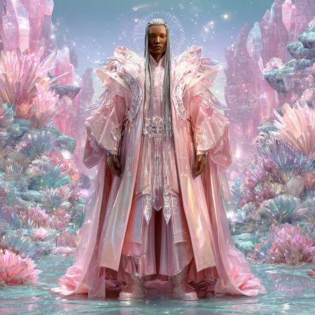 3D Illustration of a Fantasy Fairy Tale Princess in Pink Costumeの素材