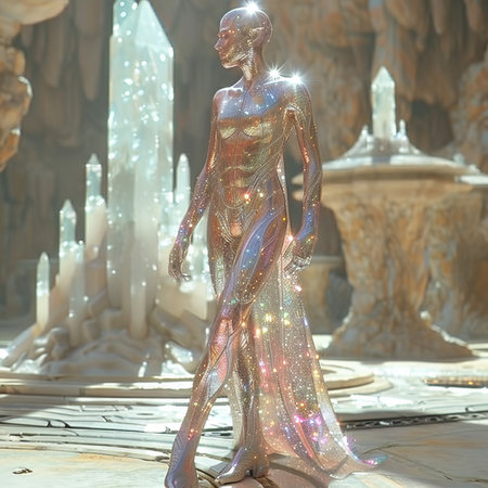 Sculpture in the form of a woman in the fountainの素材