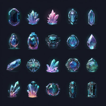 Set of different gems isolated on black background. Vector illustration. Eps 10の素材