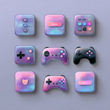 Gamepad icons set. Realistic vector illustration of gamepad icons for web designの素材