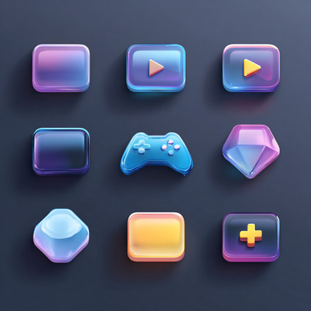 Gamepad icons set on dark background. Vector illustration. Eps 10の素材