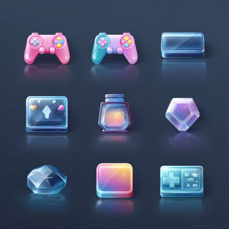 Gamepad icons set. Realistic illustration of 16 gamepad icons for webの素材