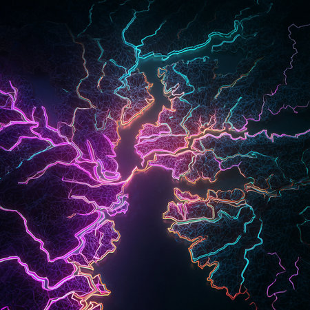 Abstract background with lightning. 3d illustration. Glowing lines.の素材