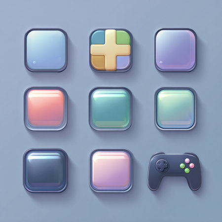 Gamepad buttons set. Realistic 3d vector illustration of gamepad buttonsの素材