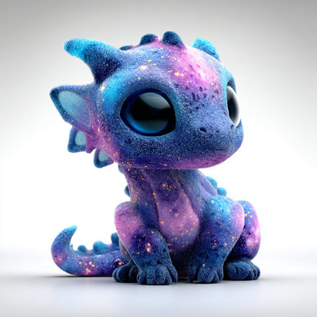 3d rendering of a blue monster with purple eyes on a white backgroundの素材