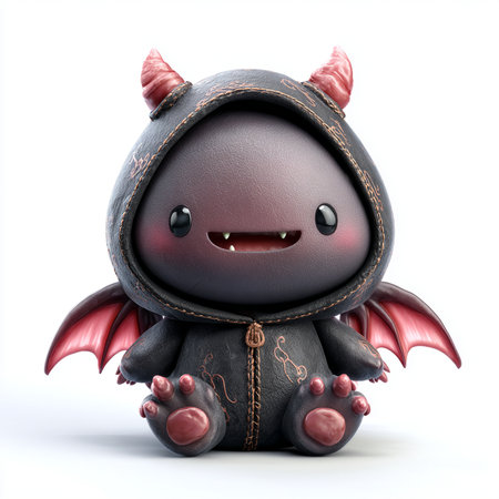 3d render of a cute little monster isolated on white background.の素材