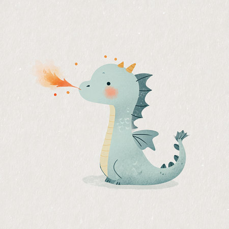 Cute watercolor seahorse illustration on a white background.の素材