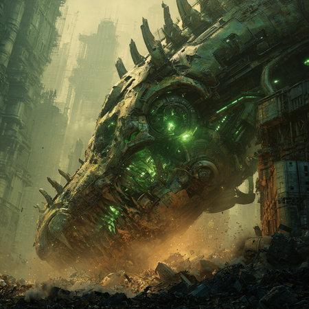 Fantasy alien spaceship in ruins. 3D illustrations. Fantasy.の素材