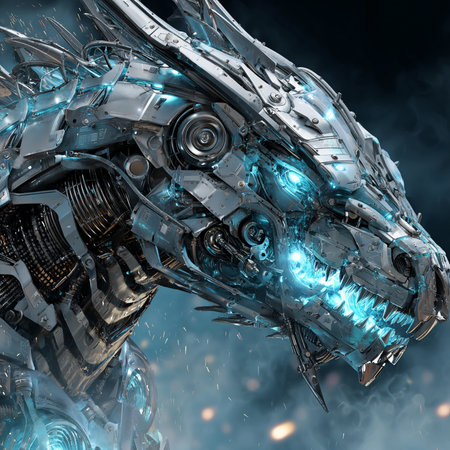 3D rendering of a robot in a futuristic environment with smoke.の素材