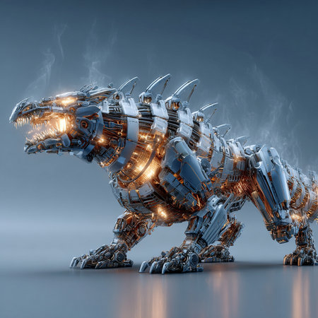 3D rendering of a robot in the form of a dragon.の素材