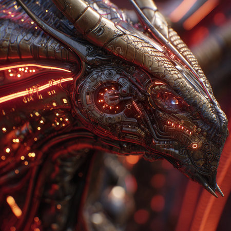 Closeup of the head of a dragon statue in a Chinese templeの素材