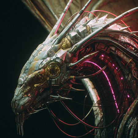 3D rendering of a fantasy alien ship inside a dark space stationの素材