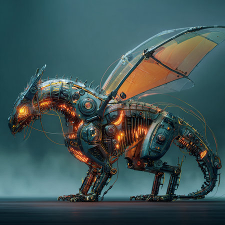 3d rendering of a robot with a jet engine on a dark backgroundの素材